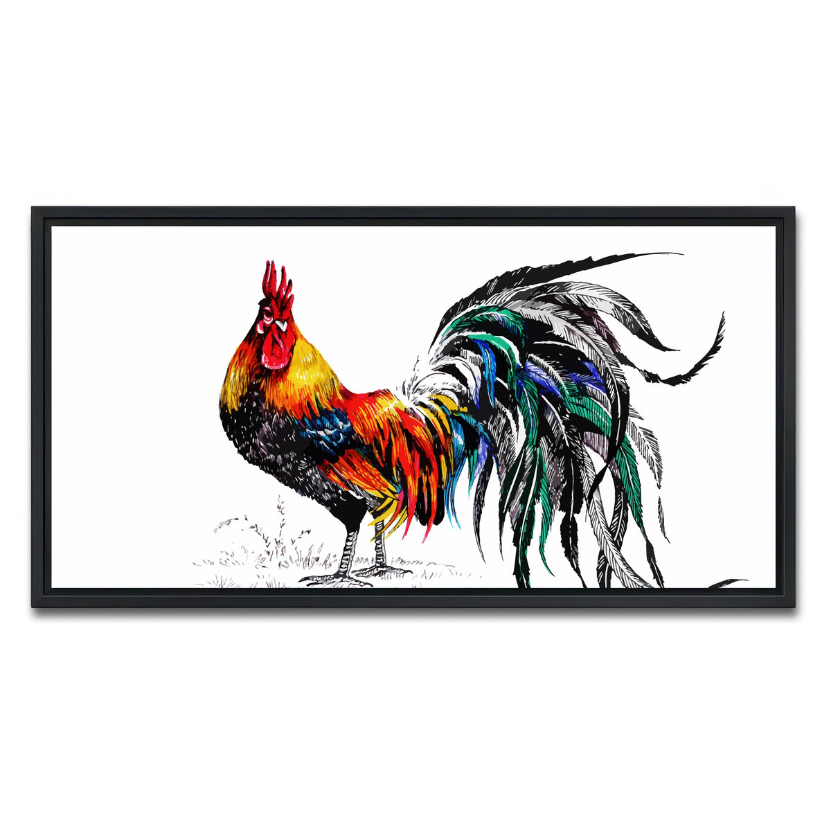 AUTO-MOCKUP WHITE | Farm rooster | 1 Piece | Black Framed Canvas | group=2x1