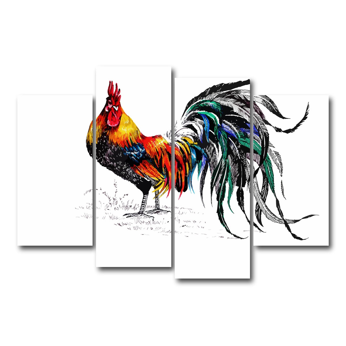 AUTO-MOCKUP WHITE | Farm rooster | 4 Piece | Gallery Wrap Canvas | group=4_short