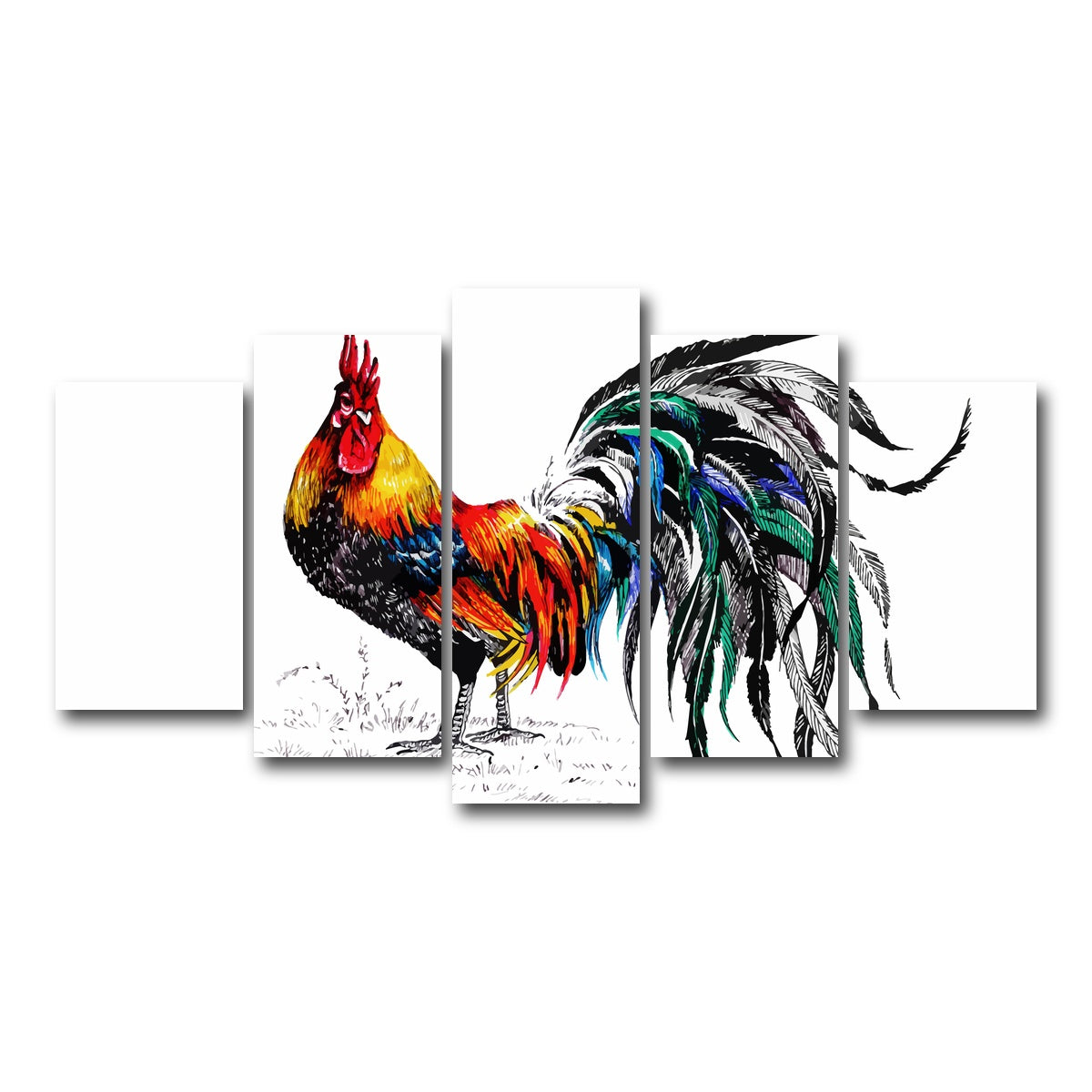 AUTO-MOCKUP WHITE | Farm rooster | 5 Piece | Gallery Wrap Canvas | group=5_normal