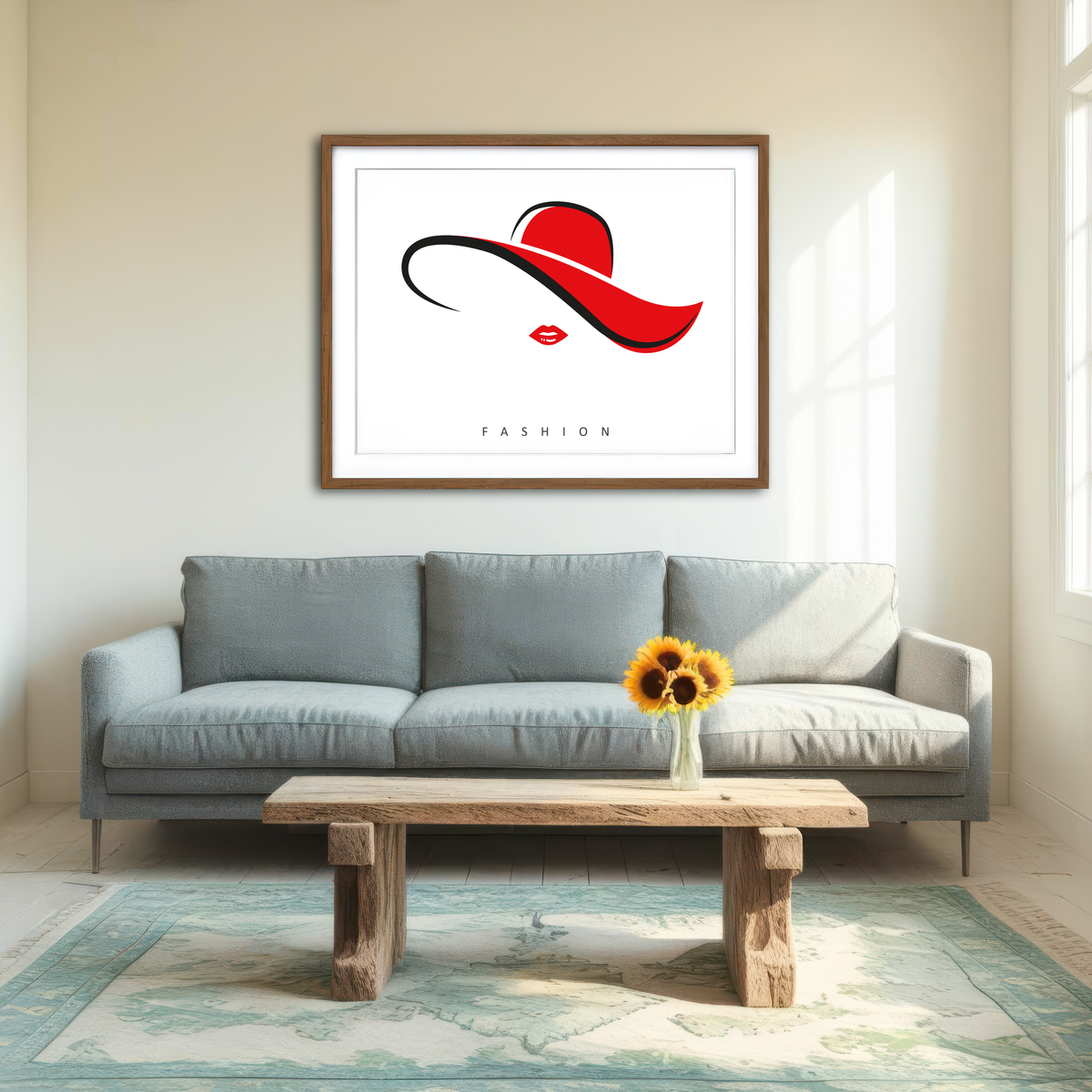 AUTO-MOCKUP ROOM | Fashion Red Wall Art