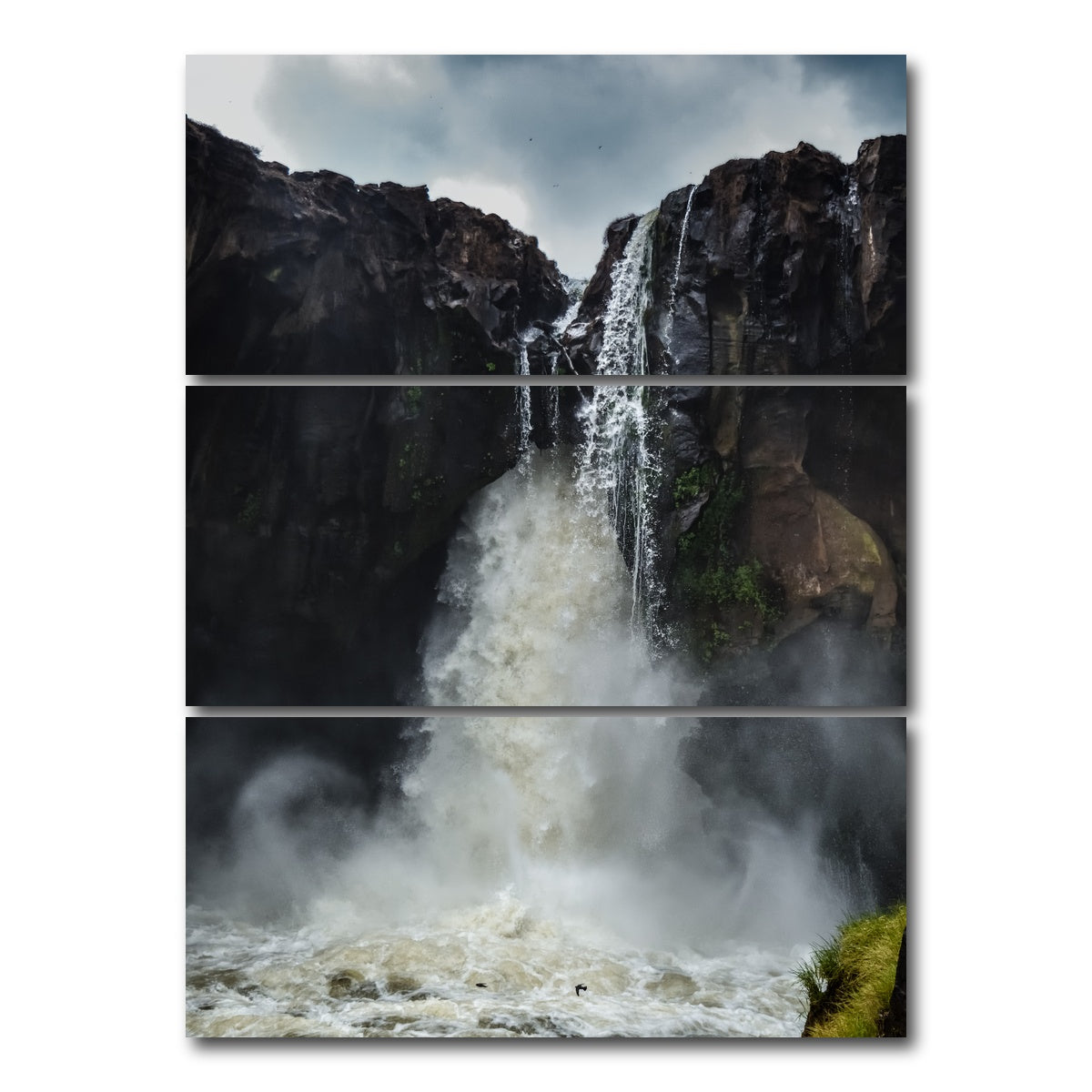 AUTO-MOCKUP WHITE | Fearless birds at Prata Waterfall | 3 Piece | Gallery Wrap Canvas | group=8x18_stacked
