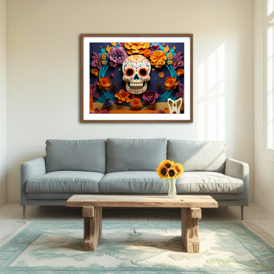 AUTO-MOCKUP ROOM | Festive Dia de los Muertos Wall Art