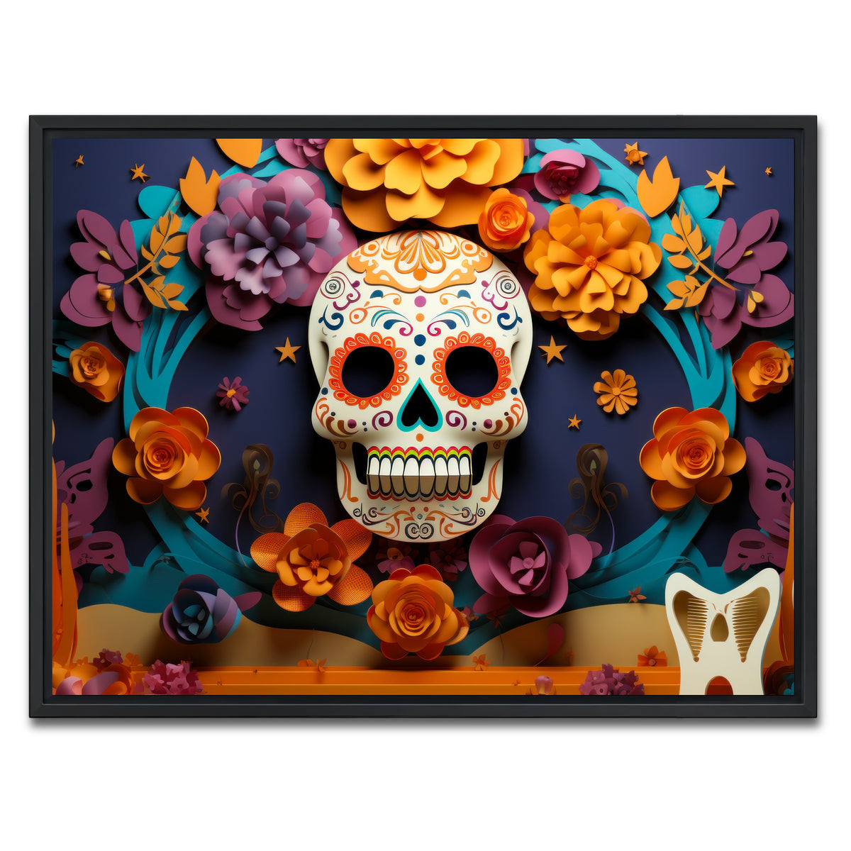 AUTO-MOCKUP WHITE | Festive Dia de los Muertos | 1 Piece | Black Framed Canvas | group=4x3