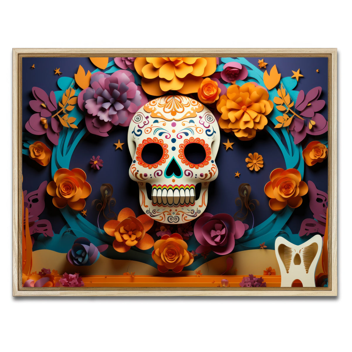 AUTO-MOCKUP WHITE | Festive Dia de los Muertos | 1 Piece | Natural Framed Canvas | group=4x3