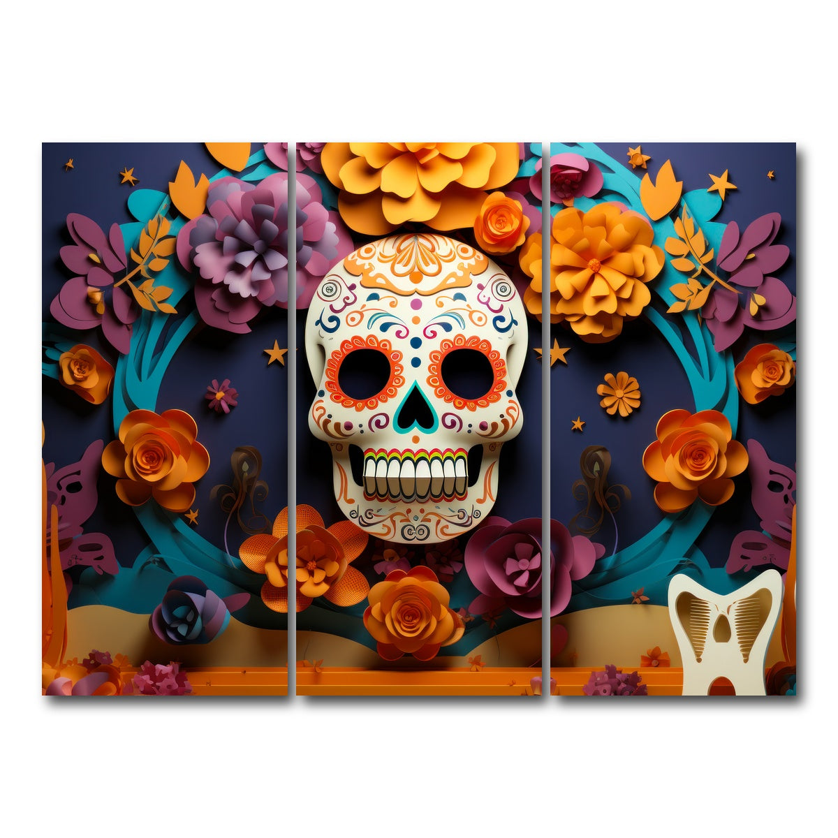 AUTO-MOCKUP WHITE | Festive Dia de los Muertos | 3 Piece | Gallery Wrap Canvas | group=8x18