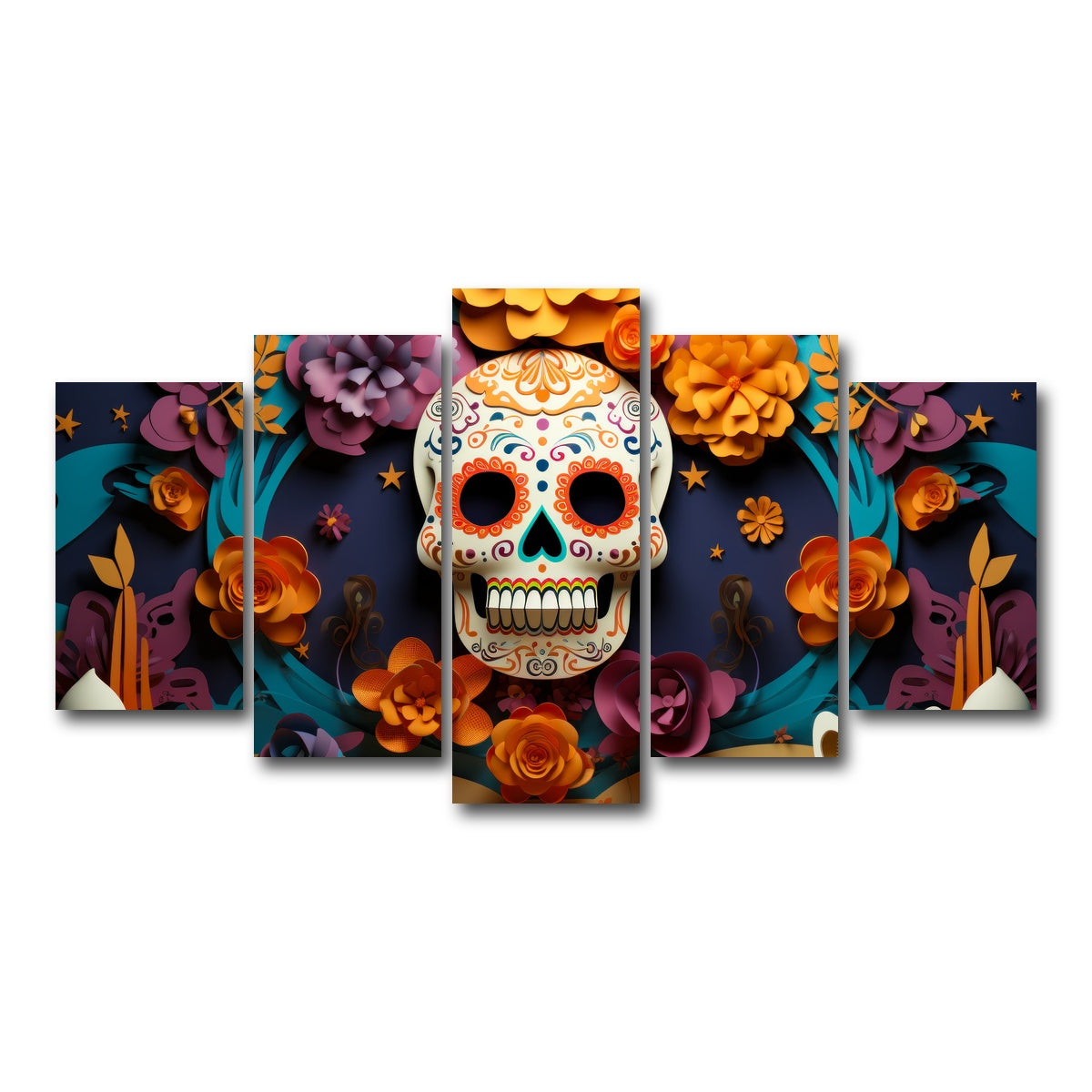 AUTO-MOCKUP WHITE | Festive Dia de los Muertos | 5 Piece | Gallery Wrap Canvas | group=5_normal