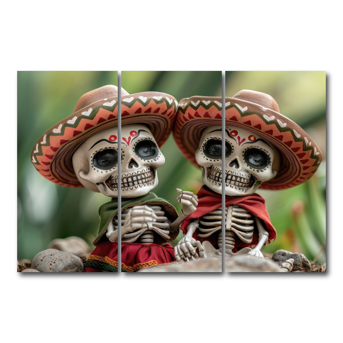 AUTO-MOCKUP WHITE | Festive Skeleton Figurines | 3 Piece | Gallery Wrap Canvas | group=12x24