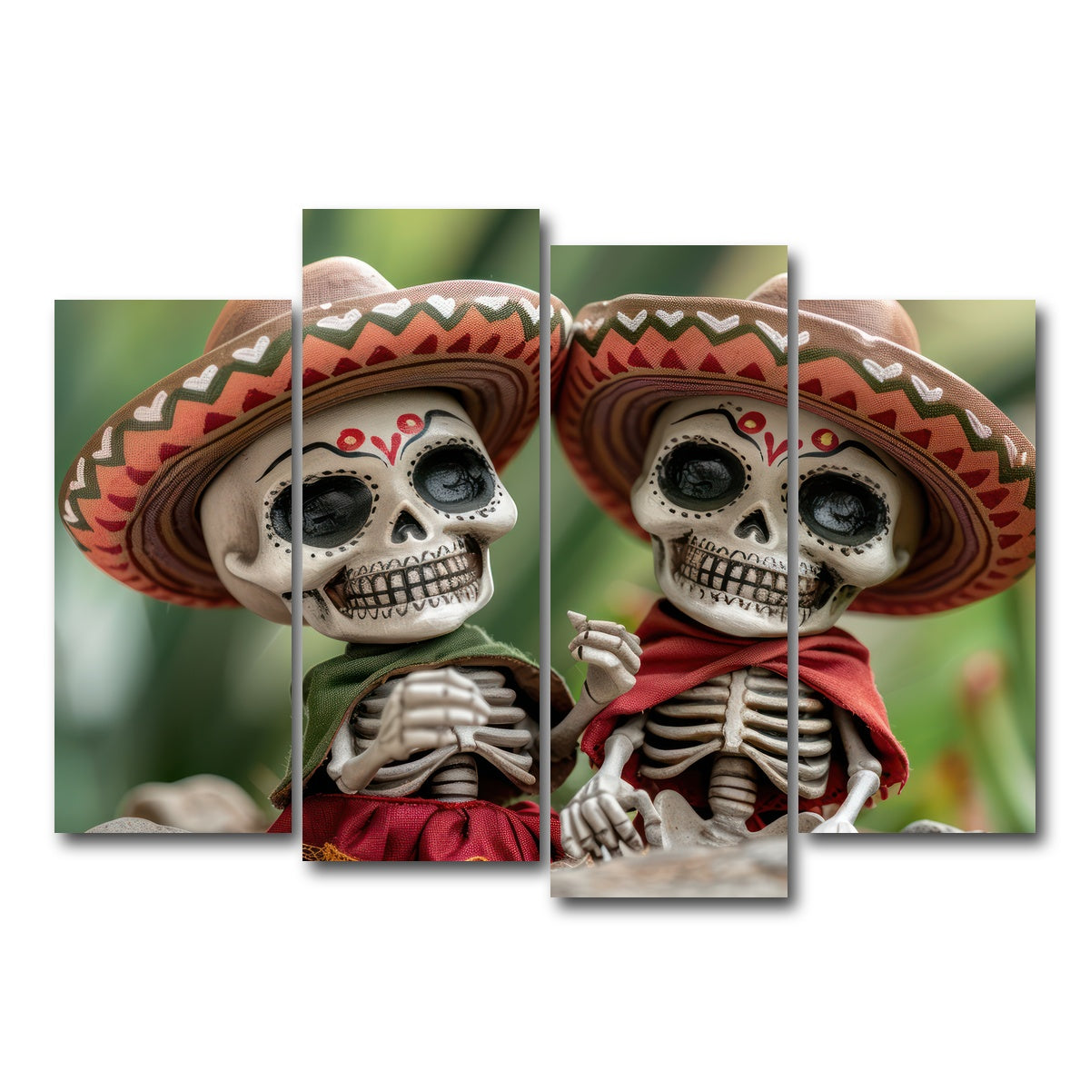 AUTO-MOCKUP WHITE | Festive Skeleton Figurines | 4 Piece | Gallery Wrap Canvas | group=4_normal