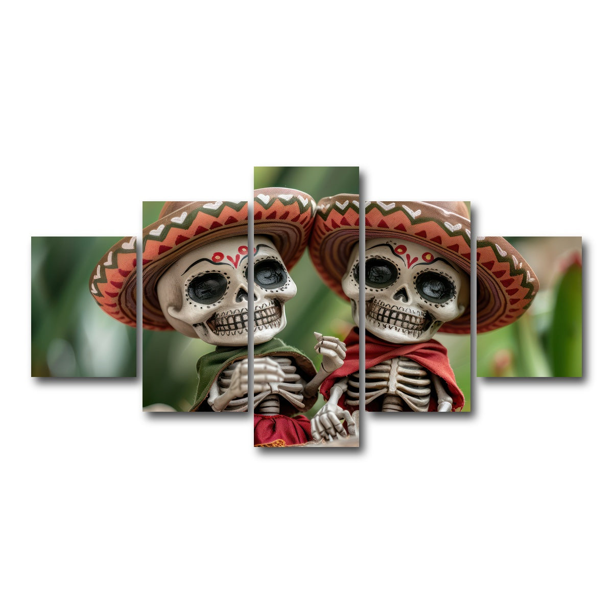 AUTO-MOCKUP WHITE | Festive Skeleton Figurines | 5 Piece | Gallery Wrap Canvas | group=5_short