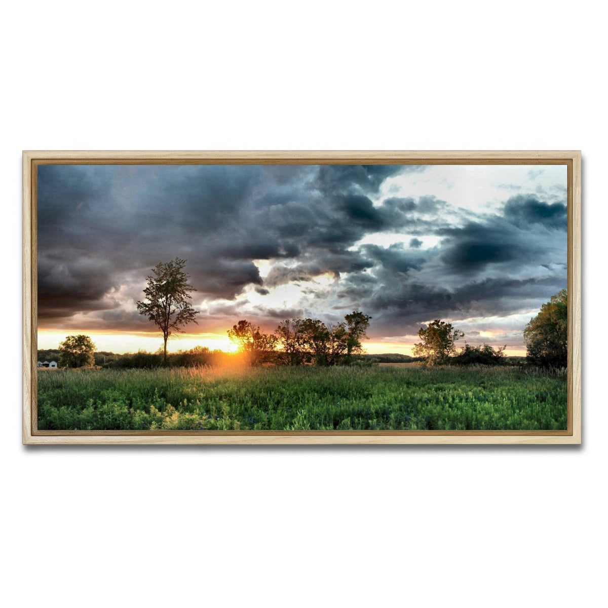 AUTO-MOCKUP WHITE | Field & Sunset | 1 Piece | Natural Framed Canvas | group=2x1