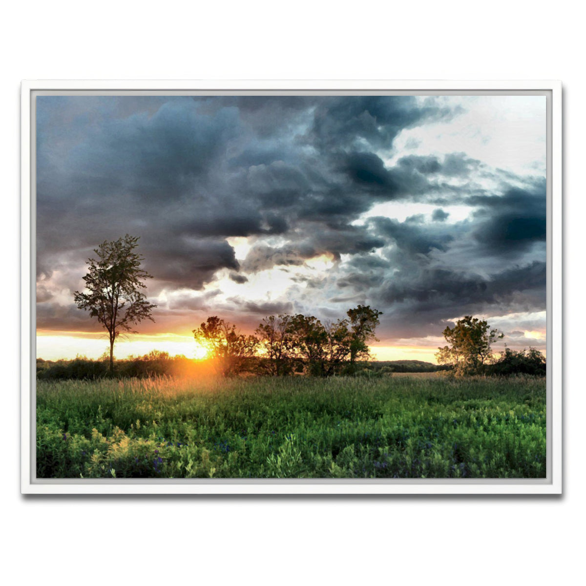 AUTO-MOCKUP WHITE | Field & Sunset | 1 Piece | White Framed Canvas | group=4x3