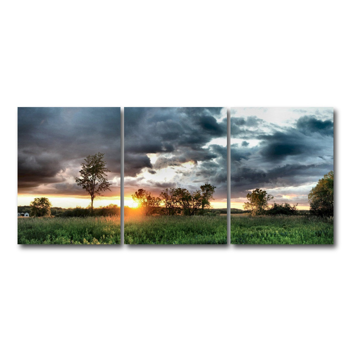 AUTO-MOCKUP WHITE | Field & Sunset | 3 Piece | Gallery Wrap Canvas | group=18x24