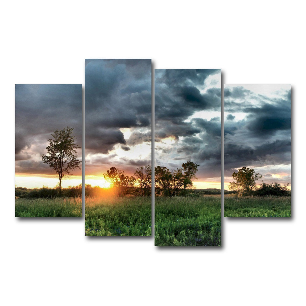 AUTO-MOCKUP WHITE | Field & Sunset | 4 Piece | Gallery Wrap Canvas | group=4_short