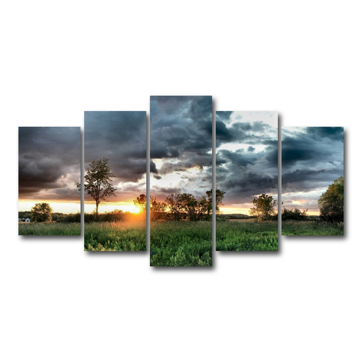 AUTO-MOCKUP WHITE | Field & Sunset | 5 Piece | Gallery Wrap Canvas | group=5_normal