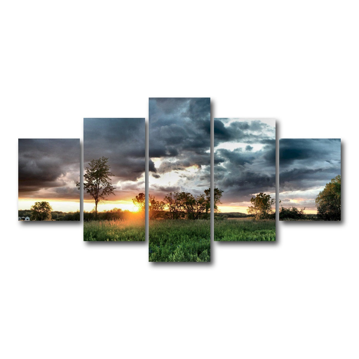 AUTO-MOCKUP WHITE | Field & Sunset | 5 Piece | Gallery Wrap Canvas | group=5_short