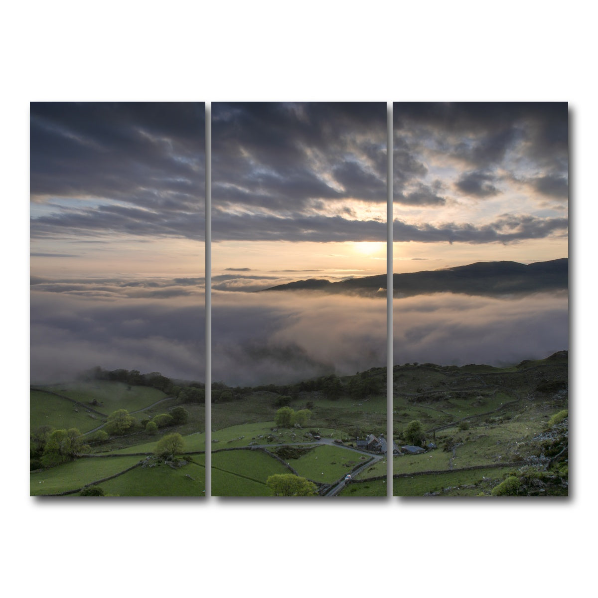 AUTO-MOCKUP WHITE | Fields of Snowdonia | 3 Piece | Gallery Wrap Canvas | group=8x18