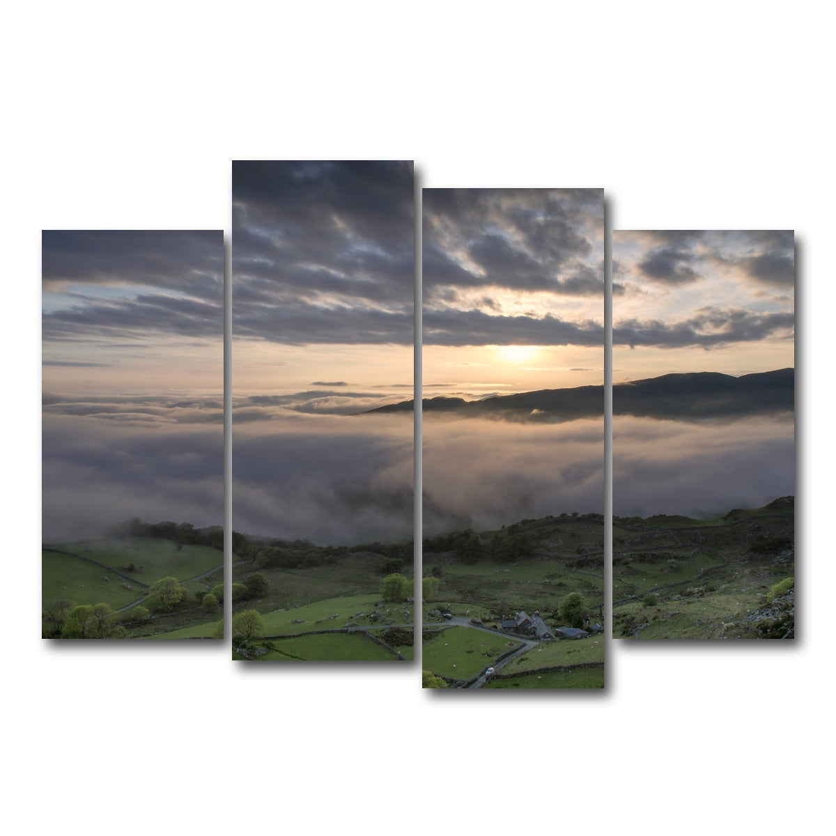 AUTO-MOCKUP WHITE | Fields of Snowdonia | 4 Piece | Gallery Wrap Canvas | group=4_normal