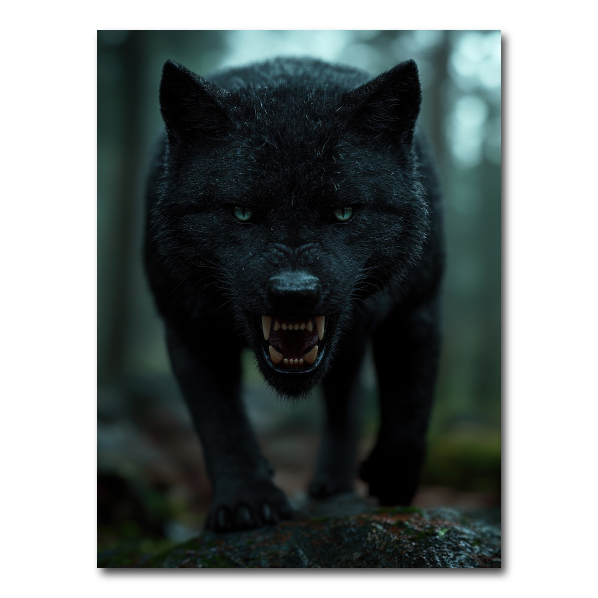 AUTO-MOCKUP WHITE | Fierce black wolf | 1 Piece | Gallery Wrap Canvas | group=3x4