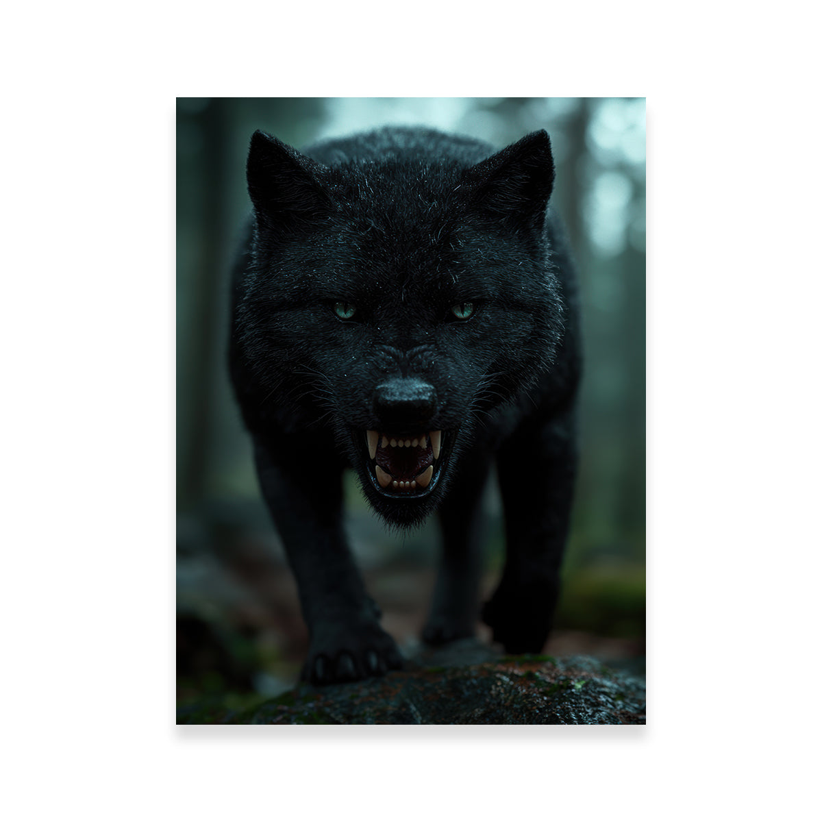 Fierce Black Wolf Wall Art