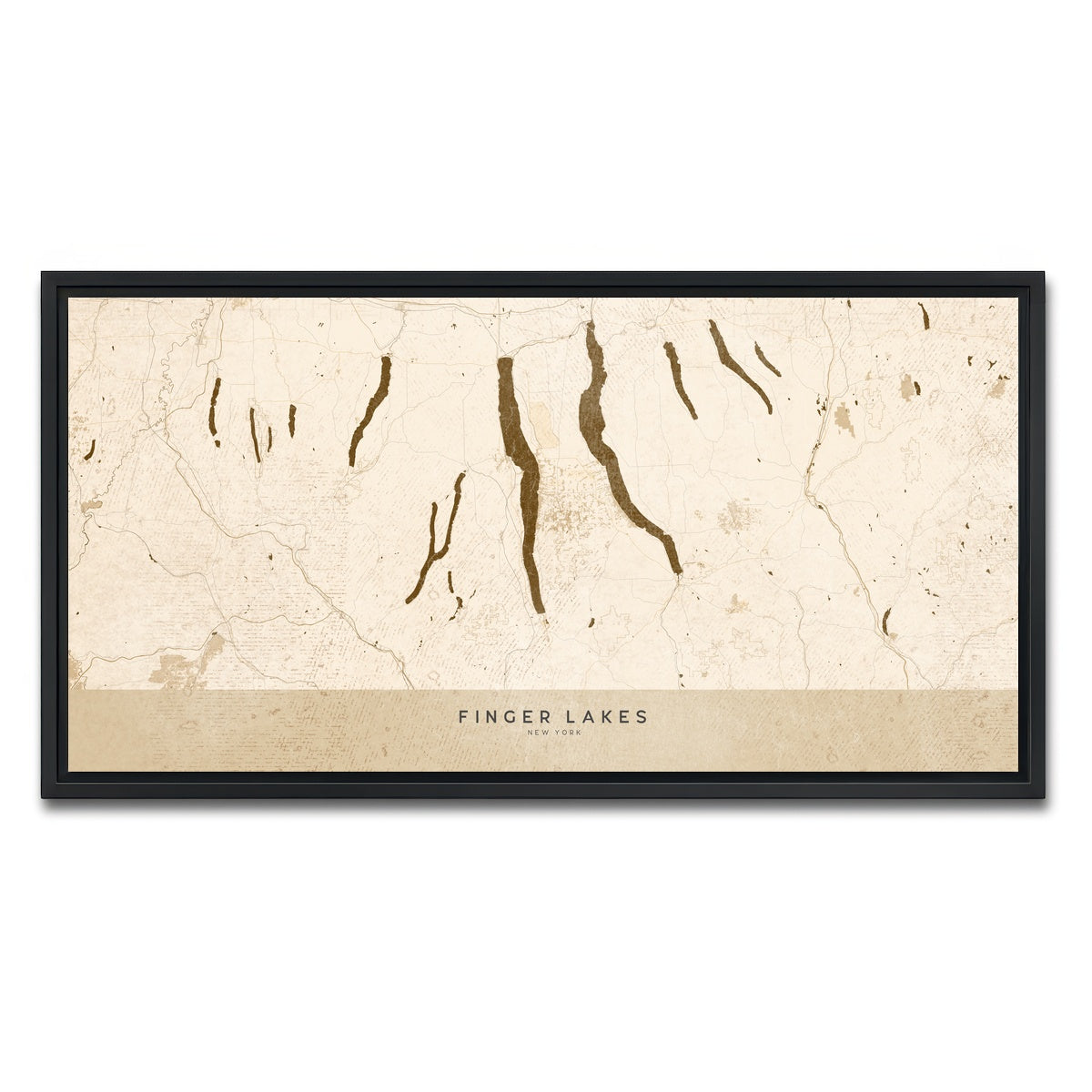 AUTO-MOCKUP WHITE | Finger Lakes Map | 1 Piece | Black Framed Canvas | group=2x1