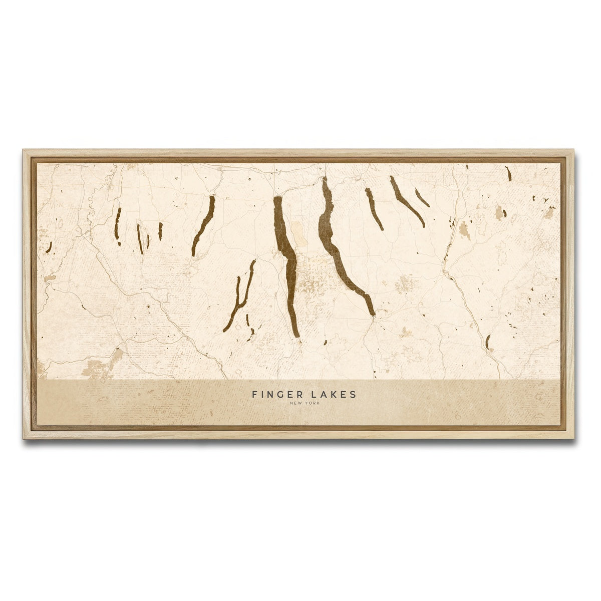 AUTO-MOCKUP WHITE | Finger Lakes Map | 1 Piece | Natural Framed Canvas | group=2x1