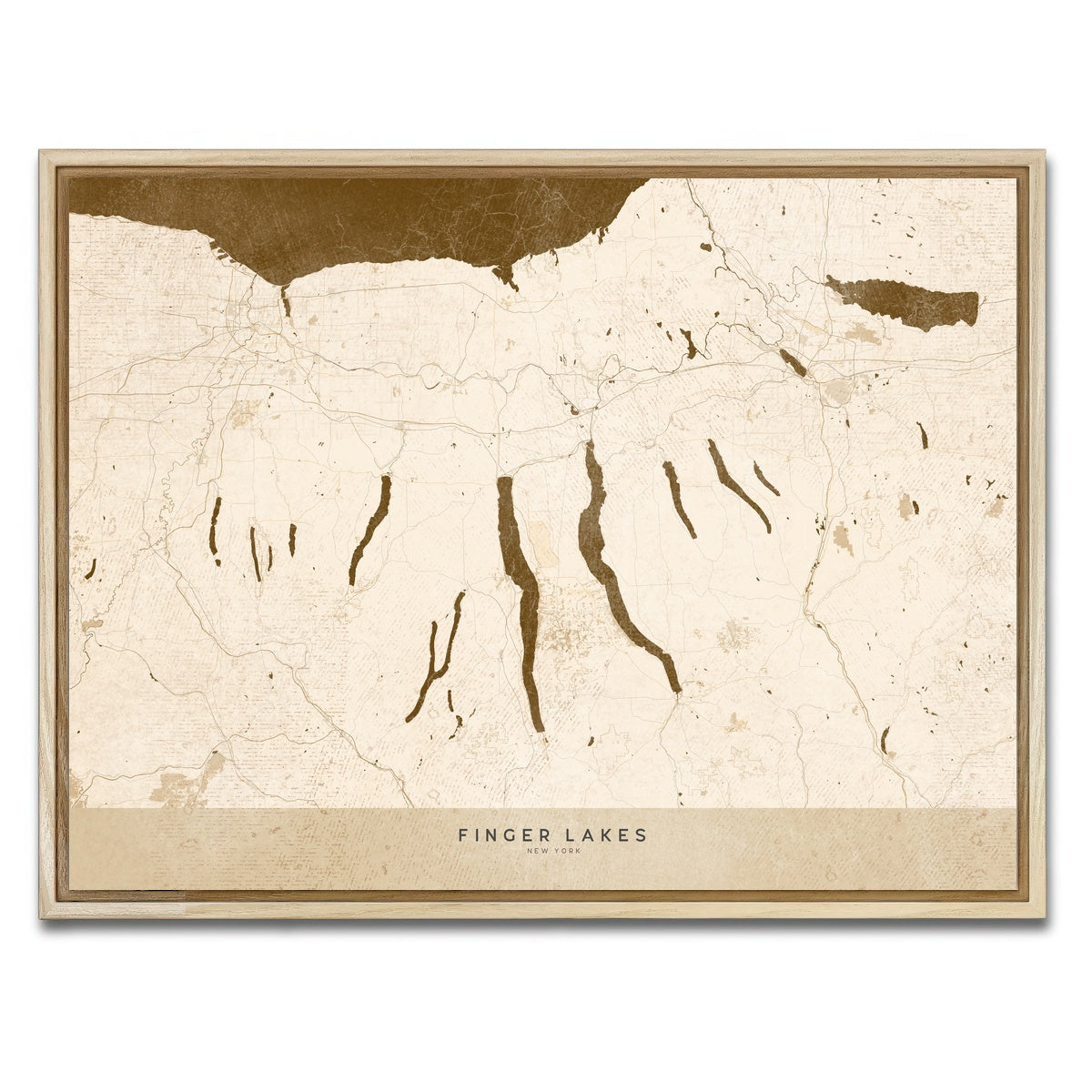 AUTO-MOCKUP WHITE | Finger Lakes Map | 1 Piece | Natural Framed Canvas | group=4x3
