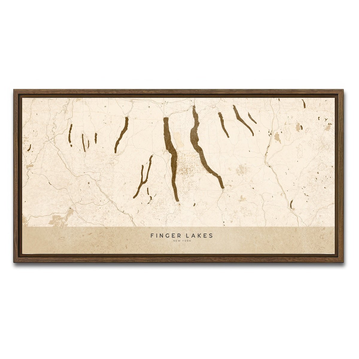 AUTO-MOCKUP WHITE | Finger Lakes Map | 1 Piece | Walnut Framed Canvas | group=2x1