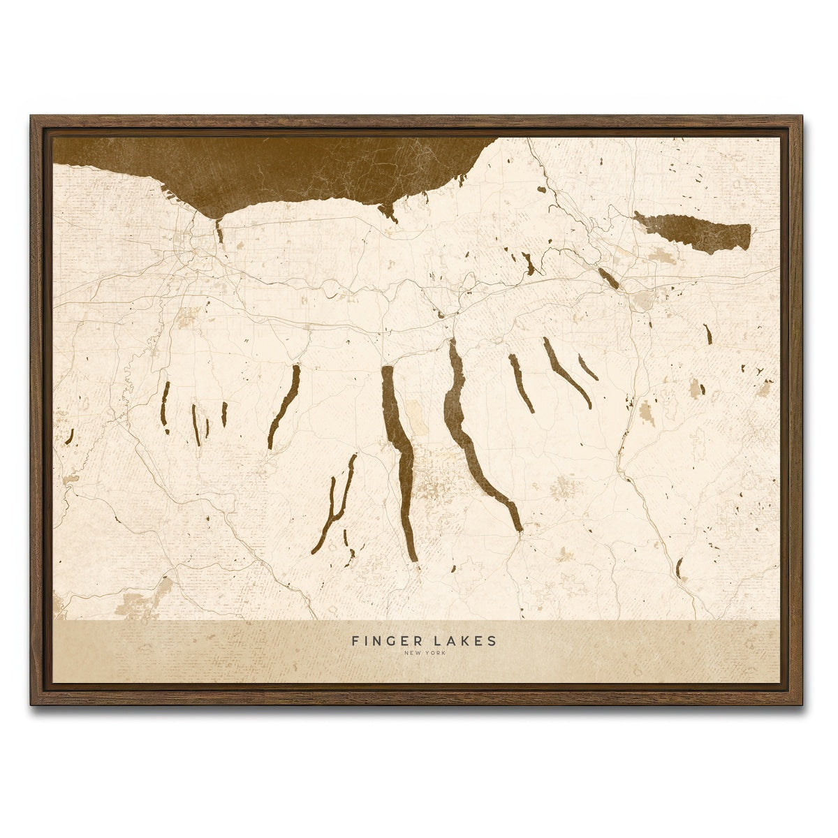 AUTO-MOCKUP WHITE | Finger Lakes Map | 1 Piece | Walnut Framed Canvas | group=4x3