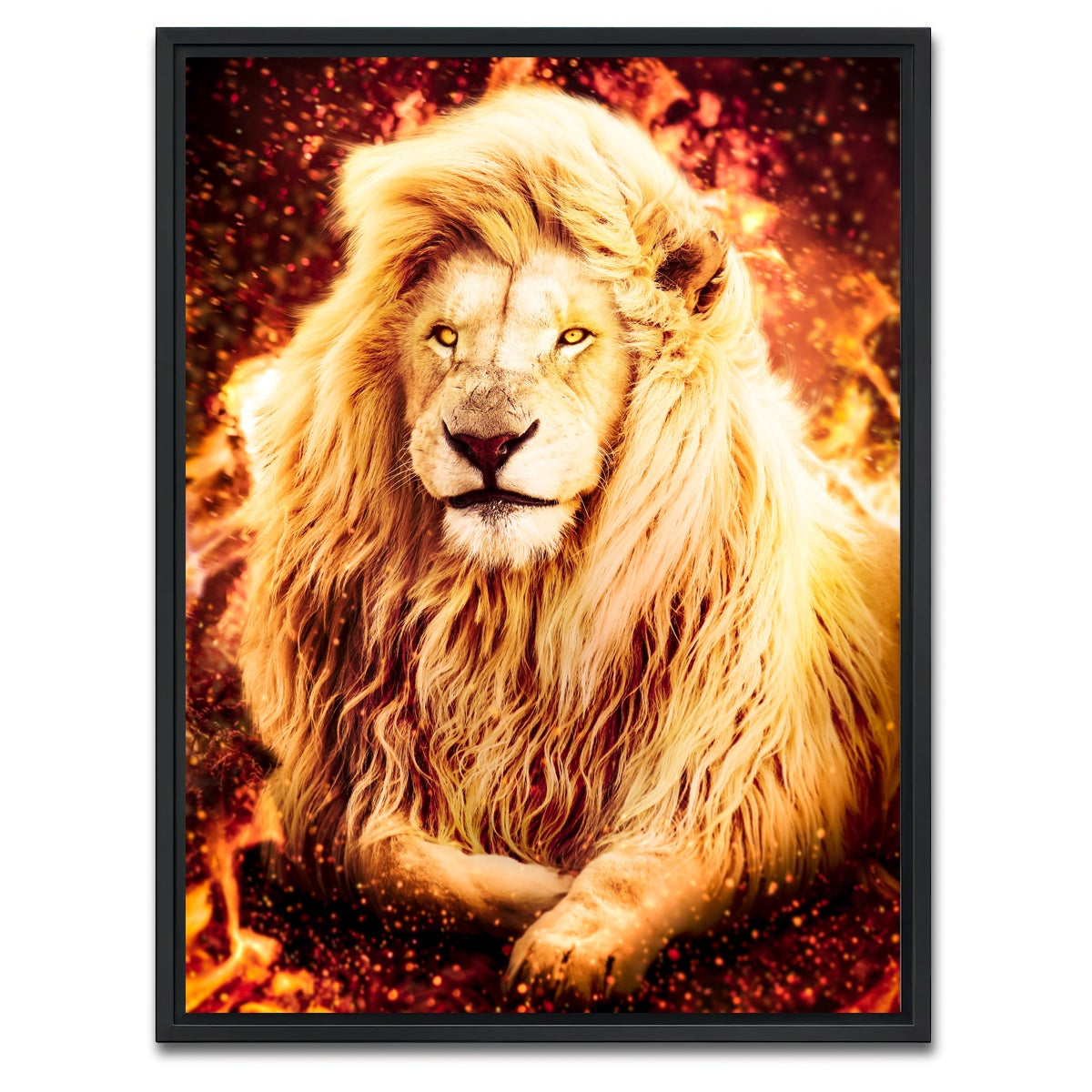 AUTO-MOCKUP WHITE | Fire Lion | 1 Piece | Black Framed Canvas | group=3x4