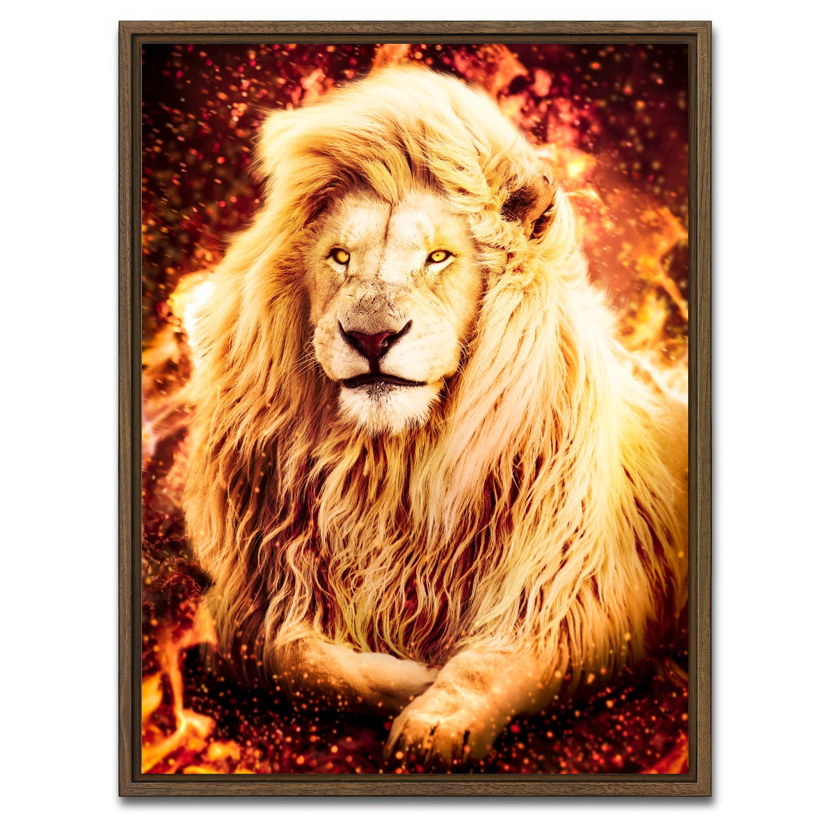 AUTO-MOCKUP WHITE | Fire Lion | 1 Piece | Walnut Framed Canvas | group=3x4
