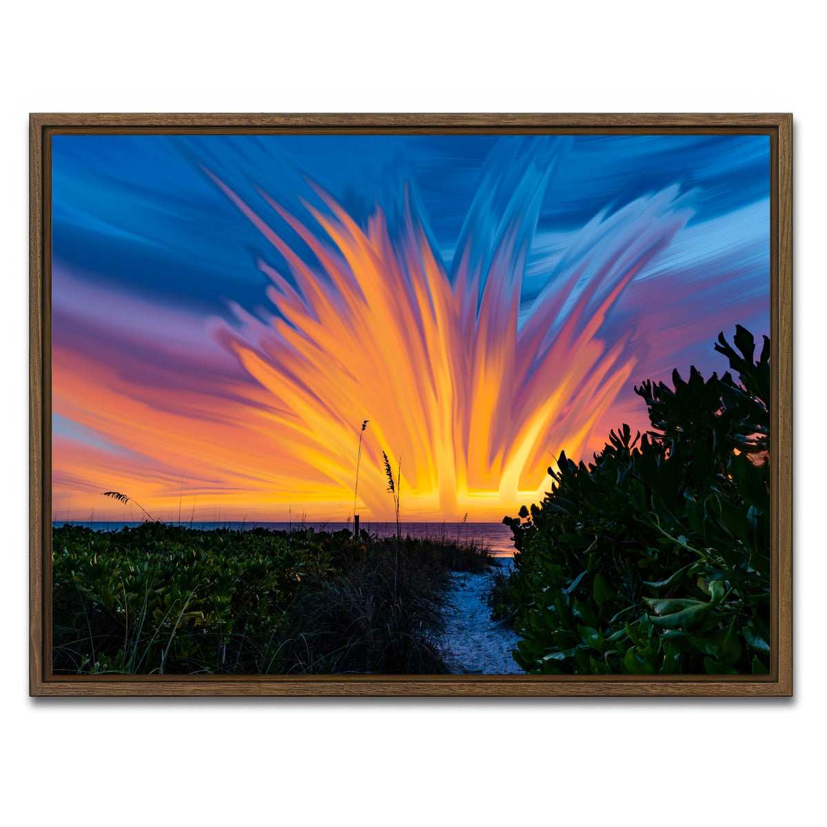 AUTO-MOCKUP WHITE | Fire Sky | 1 Piece | Walnut Framed Canvas | group=4x3