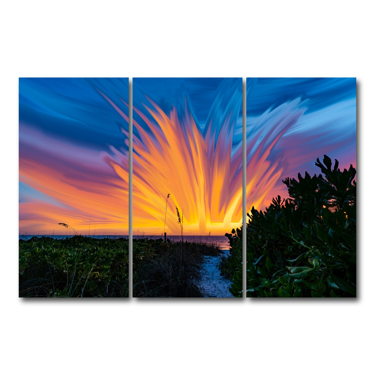 AUTO-MOCKUP WHITE | Fire Sky | 3 Piece | Gallery Wrap Canvas | group=12x24