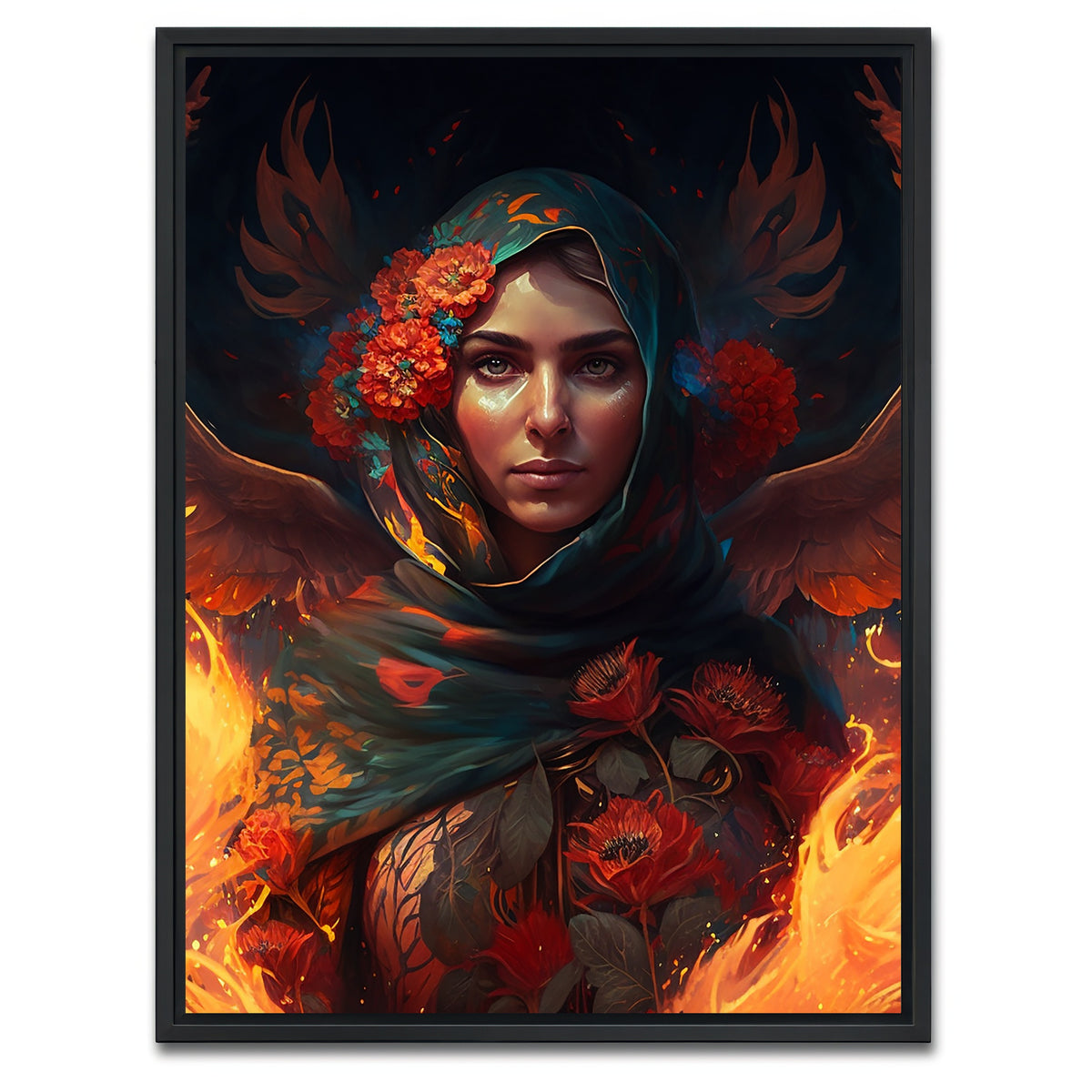 AUTO-MOCKUP WHITE | Fire in Her Heart | 1 Piece | Black Framed Canvas | group=3x4