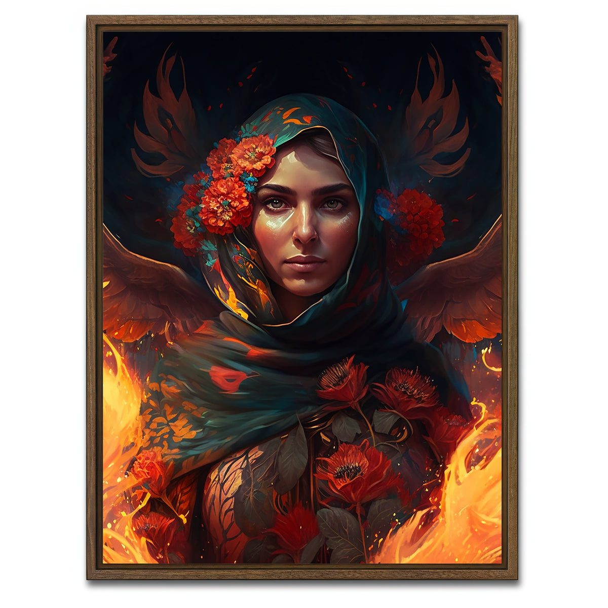 AUTO-MOCKUP WHITE | Fire in Her Heart | 1 Piece | Walnut Framed Canvas | group=3x4