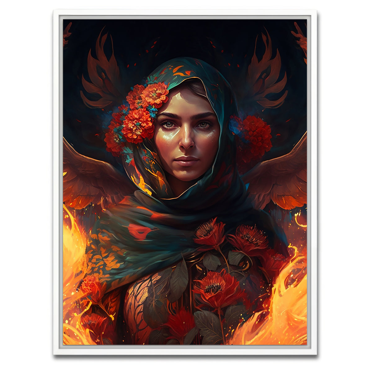 AUTO-MOCKUP WHITE | Fire in Her Heart | 1 Piece | White Framed Canvas | group=3x4