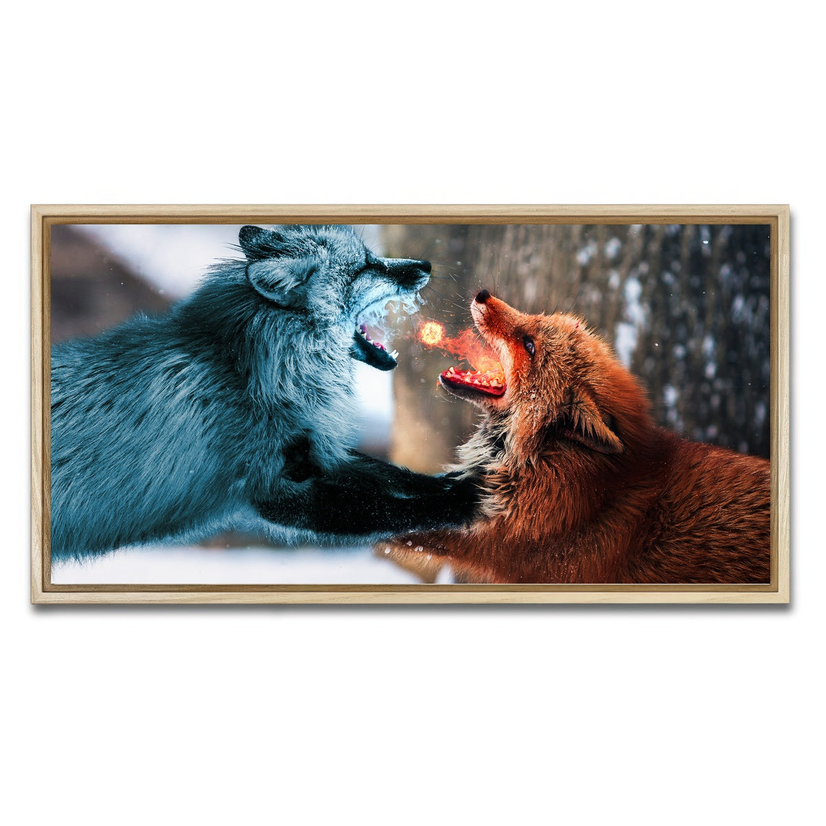 AUTO-MOCKUP WHITE | Fire vs Ice | 1 Piece | Natural Framed Canvas | group=2x1