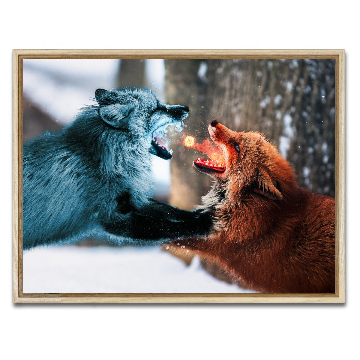 AUTO-MOCKUP WHITE | Fire vs Ice | 1 Piece | Natural Framed Canvas | group=4x3