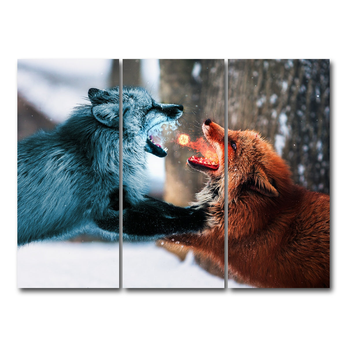 AUTO-MOCKUP WHITE | Fire vs Ice | 3 Piece | Gallery Wrap Canvas | group=8x18