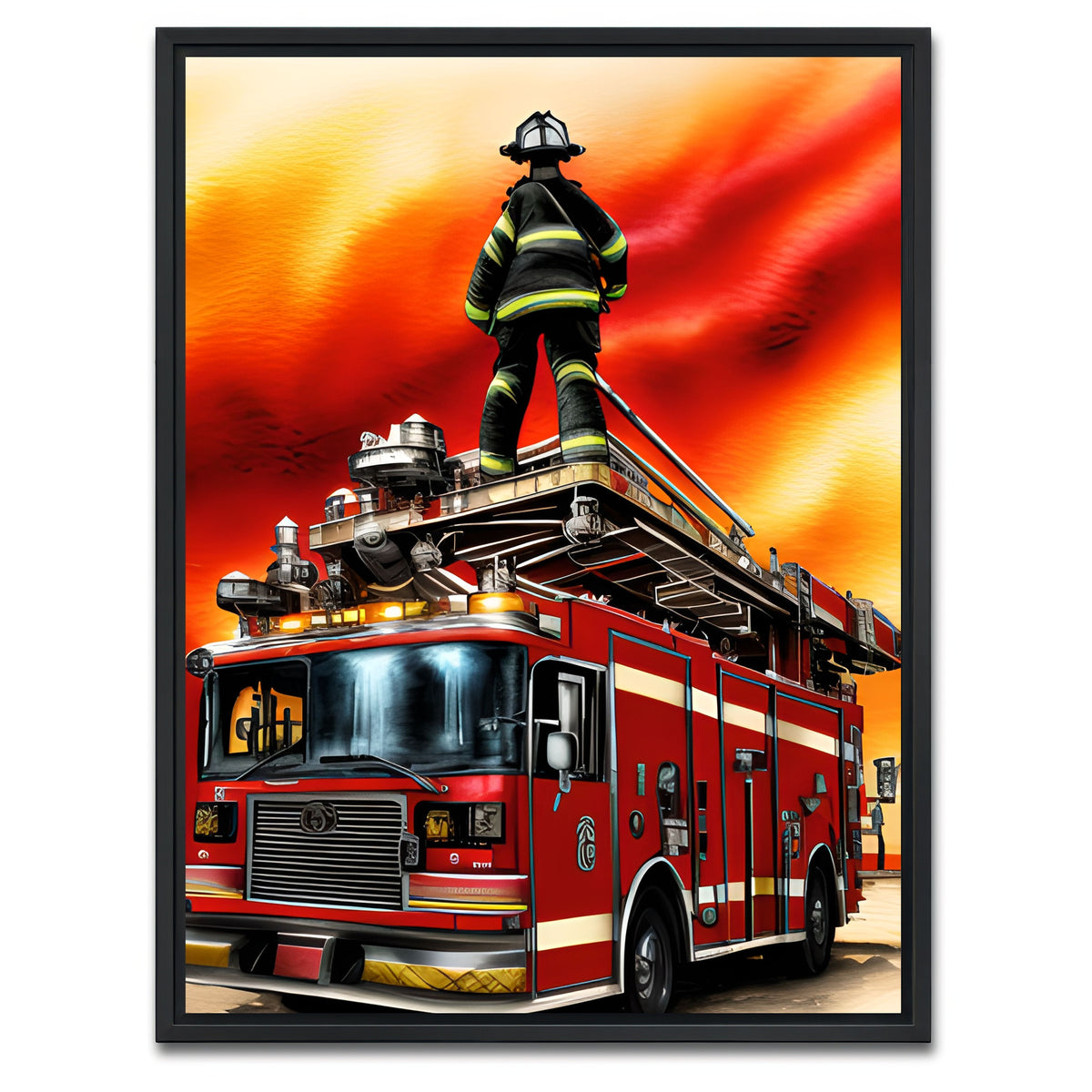 AUTO-MOCKUP WHITE | Firefighter | 1 Piece | Black Framed Canvas | group=3x4