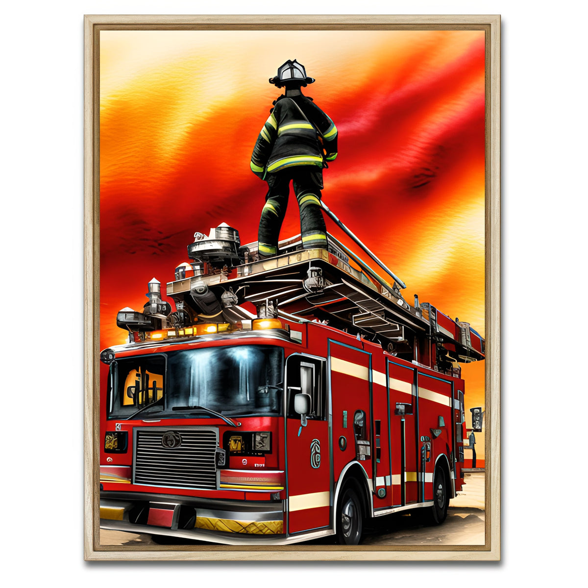 AUTO-MOCKUP WHITE | Firefighter | 1 Piece | Natural Framed Canvas | group=3x4