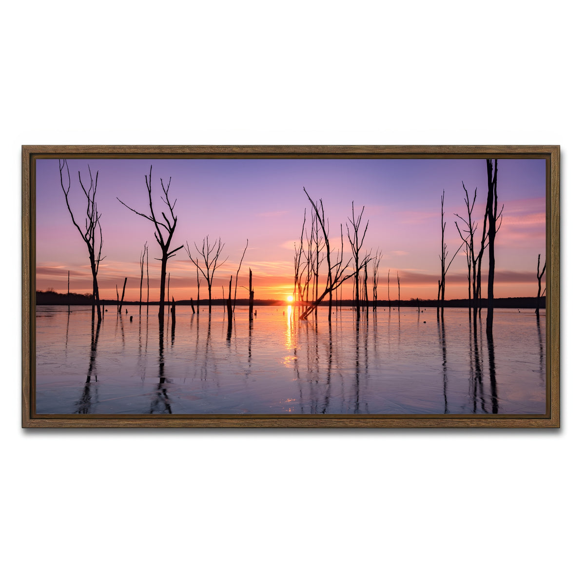 AUTO-MOCKUP WHITE | First Light | 1 Piece | Walnut Framed Canvas | group=2x1
