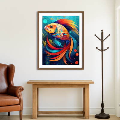 AUTO-MOCKUP ROOM | Fish Modern Art Wall Art