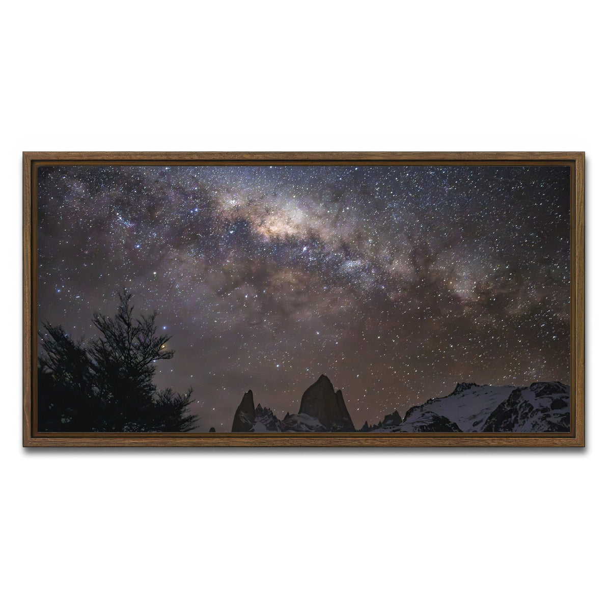 AUTO-MOCKUP WHITE | Fitz Roy under the Milky Way | 1 Piece | Walnut Framed Canvas | group=2x1