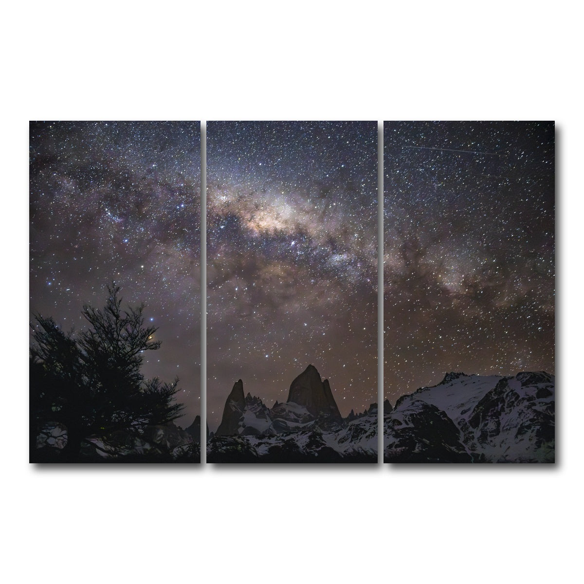 AUTO-MOCKUP WHITE | Fitz Roy under the Milky Way | 3 Piece | Gallery Wrap Canvas | group=12x24