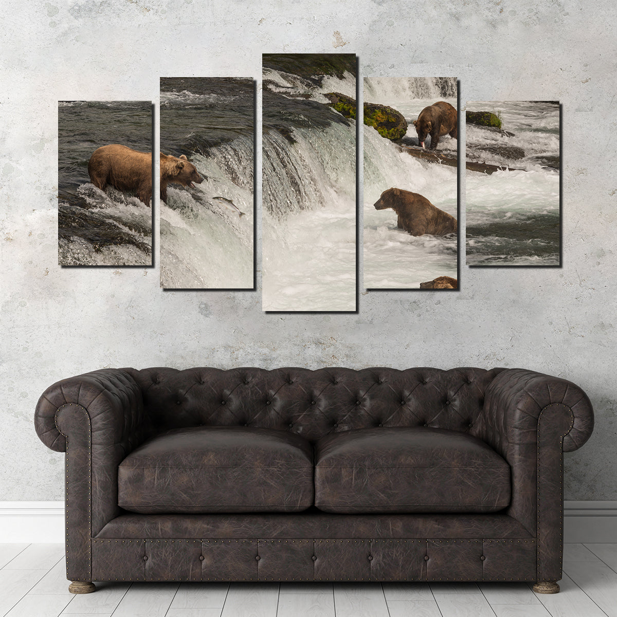 Five Bears Salmon Fishing Wall Art