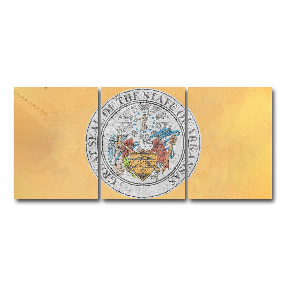 AUTO-MOCKUP WHITE | Flag of US state Arkansas seal | 3 Piece | Gallery Wrap Canvas | group=18x24