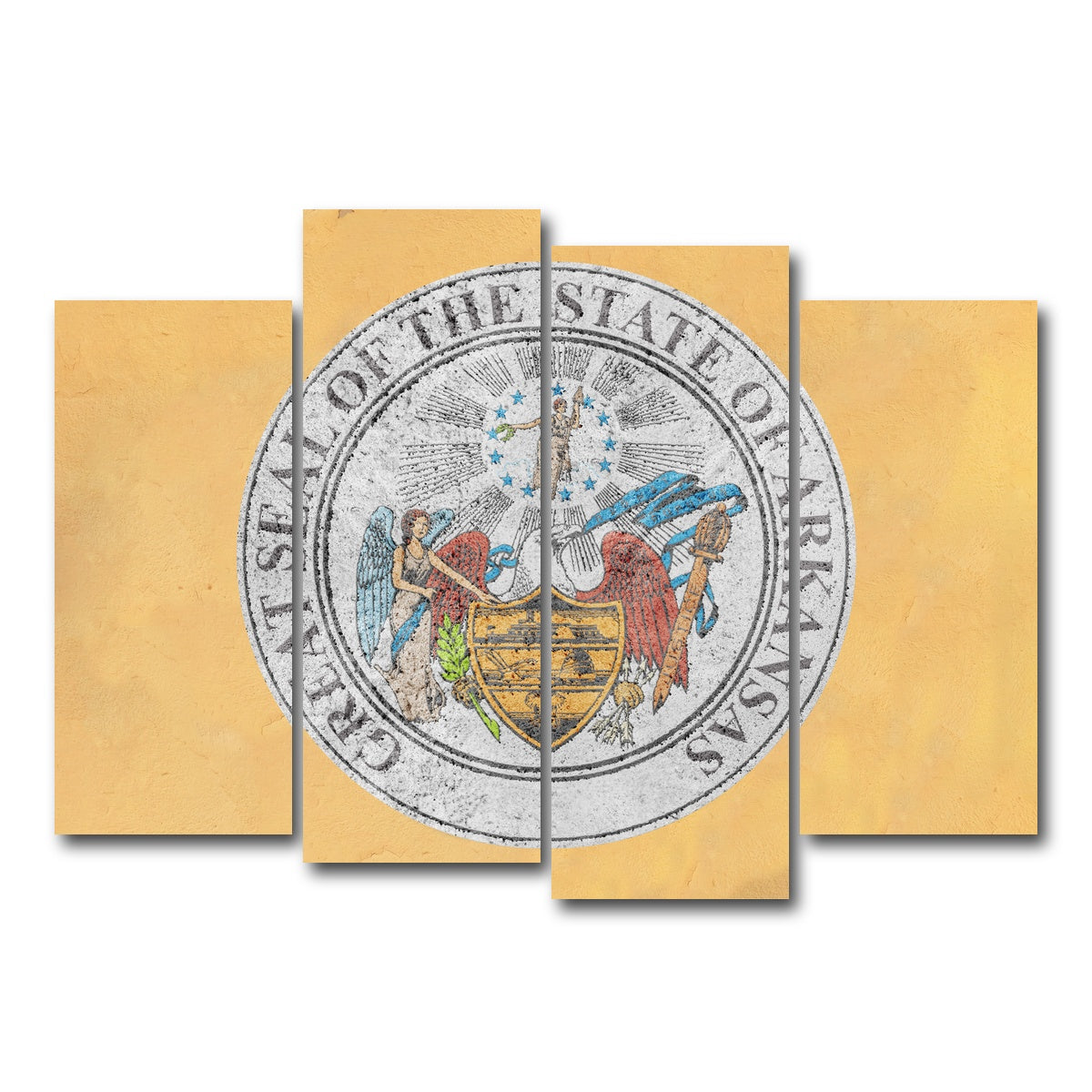 AUTO-MOCKUP WHITE | Flag of US state Arkansas seal | 4 Piece | Gallery Wrap Canvas | group=4_normal