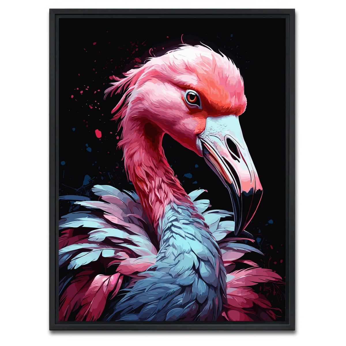 AUTO-MOCKUP WHITE | Flamingo Animal Colorful | 1 Piece | Black Framed Canvas | group=3x4