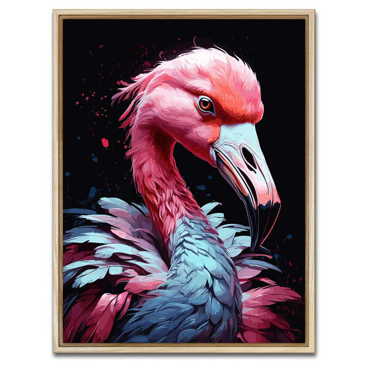 AUTO-MOCKUP WHITE | Flamingo Animal Colorful | 1 Piece | Natural Framed Canvas | group=3x4