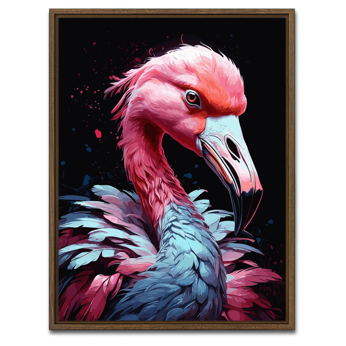 AUTO-MOCKUP WHITE | Flamingo Animal Colorful | 1 Piece | Walnut Framed Canvas | group=3x4
